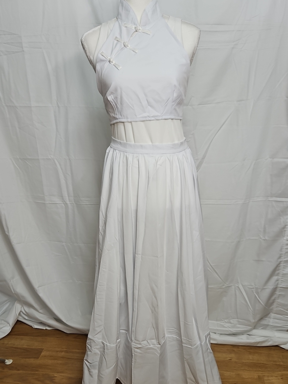 Elegant White Halter Maxi Skirt